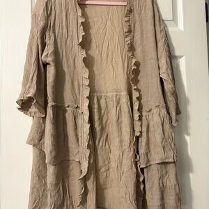 Tan Kimono with ruffles